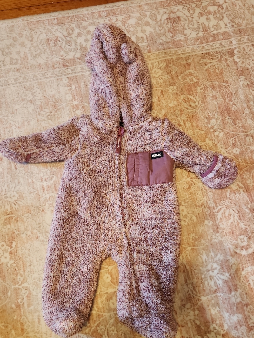 Cozy Pink Fleece One-Piece Snowsuit with Hood -Eddie Bauer